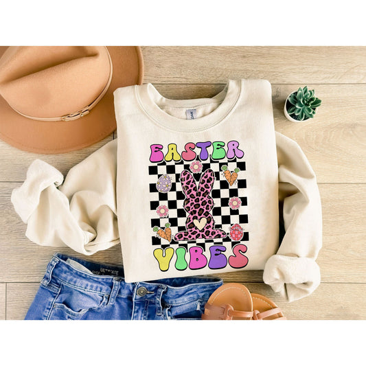 Easter Vibes Sweatshirt, Family Easter Matching Shirt, Family Easter Shirt, Cute Easter Vibes Shirt, Easter Shirt Women