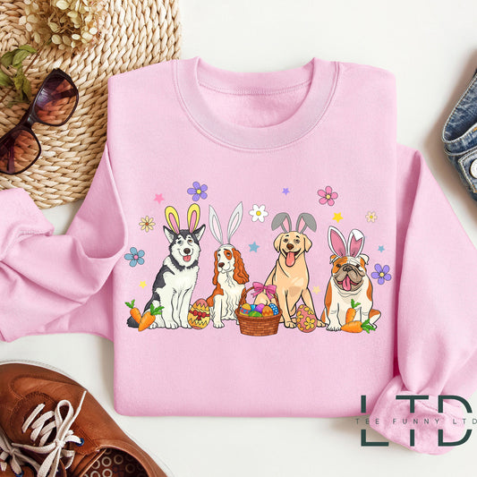 Easter Dogs Shirt, Dog Lover Sweatshirt, Cute Gift for Dog Lover, Easter Dogs Gift,Dog Mom Shirt,Easter Graphic,Dog Lover Shirt,Funny Easter