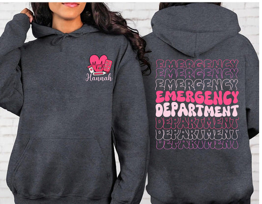 Emergency Department Easter Day Sweatshirt, Custom Name Nurse Easter Day Shirt, One Hoppy Nurse Shirt, Nurse Life Shirt