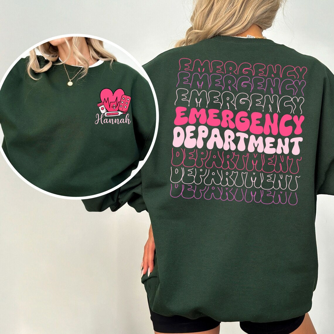Emergency Department Easter Day Sweatshirt, Custom Name Nurse Easter Day Shirt, One Hoppy Nurse Shirt, Nurse Life Shirt