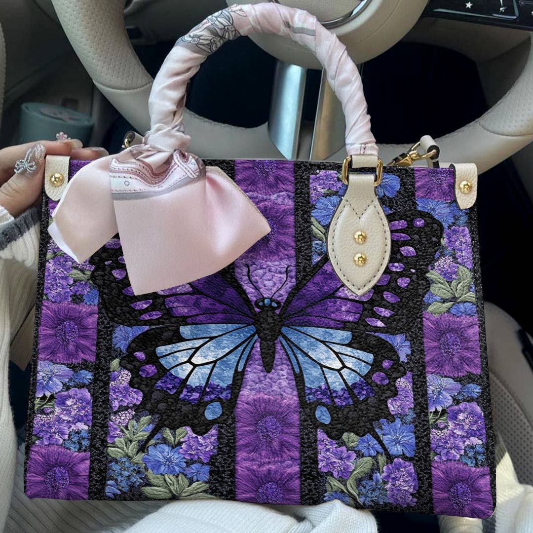 Leather Bag Purple Butterfly Dream