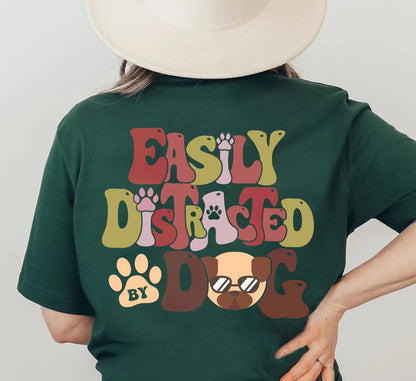 Let distraheret af hunde, Hunde-T-shirt til kvinder, Sød Hundepoteskjorte, Hundeejers gaver, Sjov Hundeskjorte, Hundeskjorte til kvinder, Sød Hvalpeskjorte