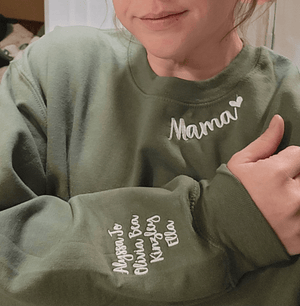 Embroidered Auntie Bear Sweatshirt with Children Name on Sleeve