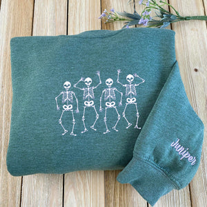 Embroidered Dancing Skeletons Sweatshirt