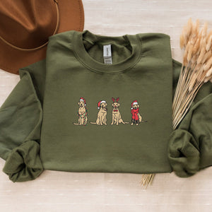 Embroidered Dog Christmas Sweatshirt, Cute Dog Santa Crewneck or Hoodie