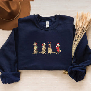 Embroidered Dog Christmas Sweatshirt, Cute Dog Santa Crewneck or Hoodie