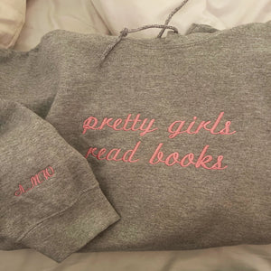 Embroidered Hot Girl Read Books Sweatshirt, Gift for Book Lover