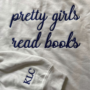 Embroidered Hot Girl Read Books Sweatshirt, Gift for Book Lover