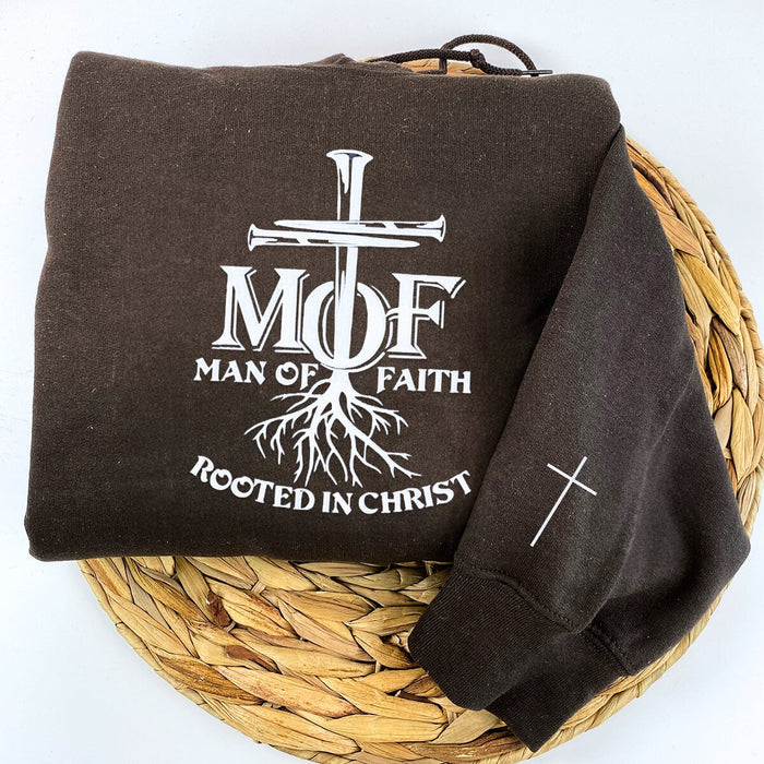 Embroidered Man Of Faith Rooted In Christ Sweatshirt or Hoodie