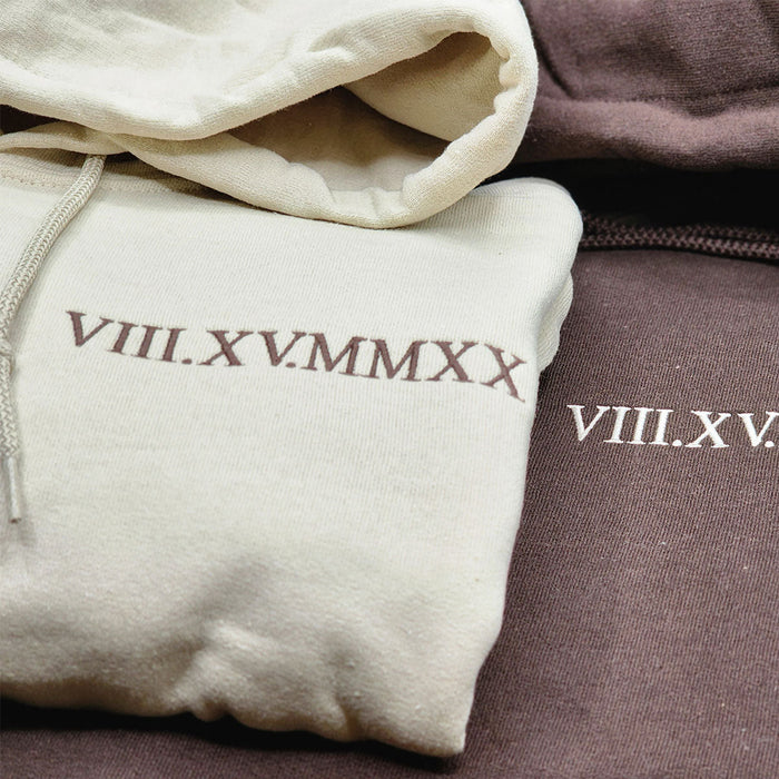 Embroidered Roman Numeral Sweatshirt, Hoodie