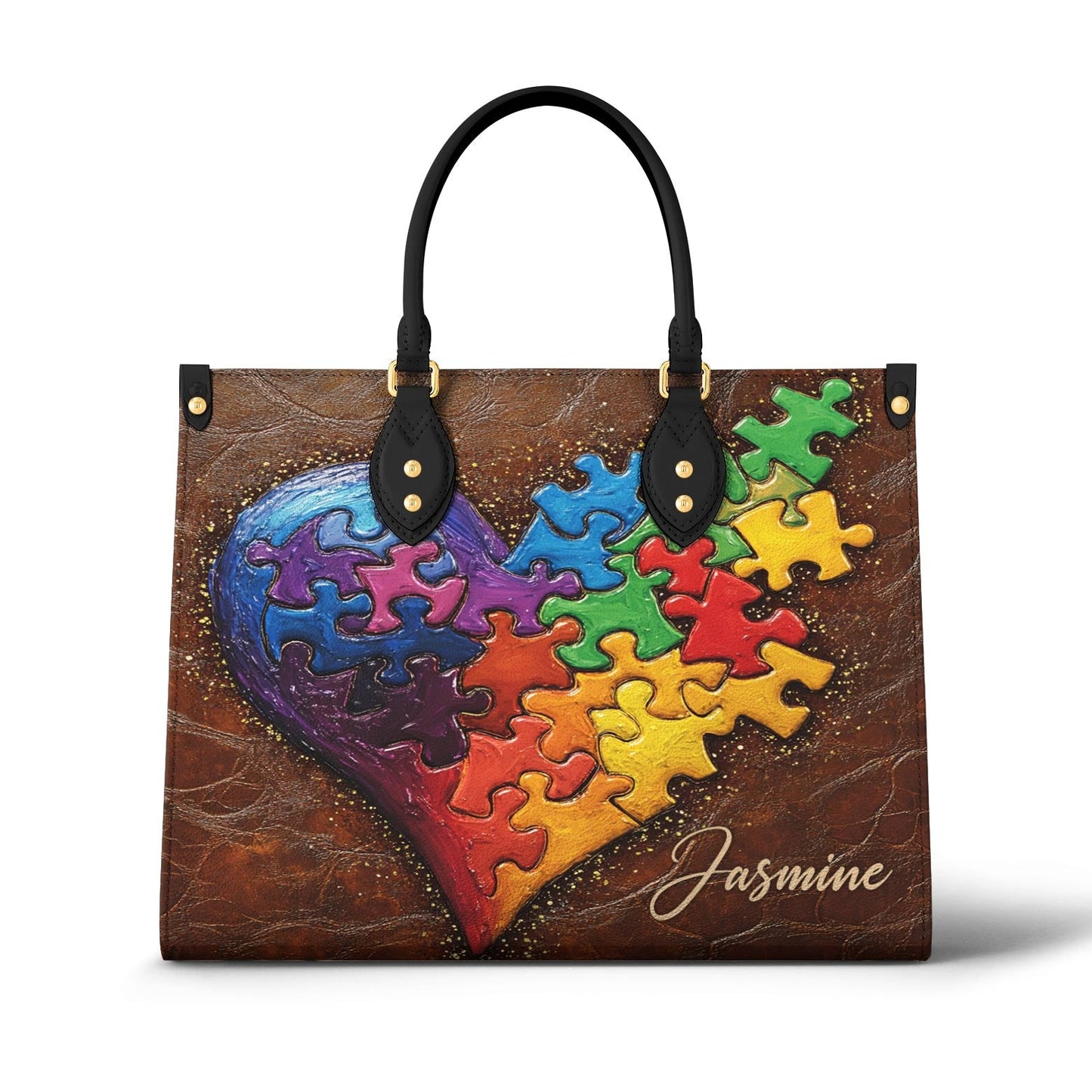 Personalized Autism Leather Bag In My Heart