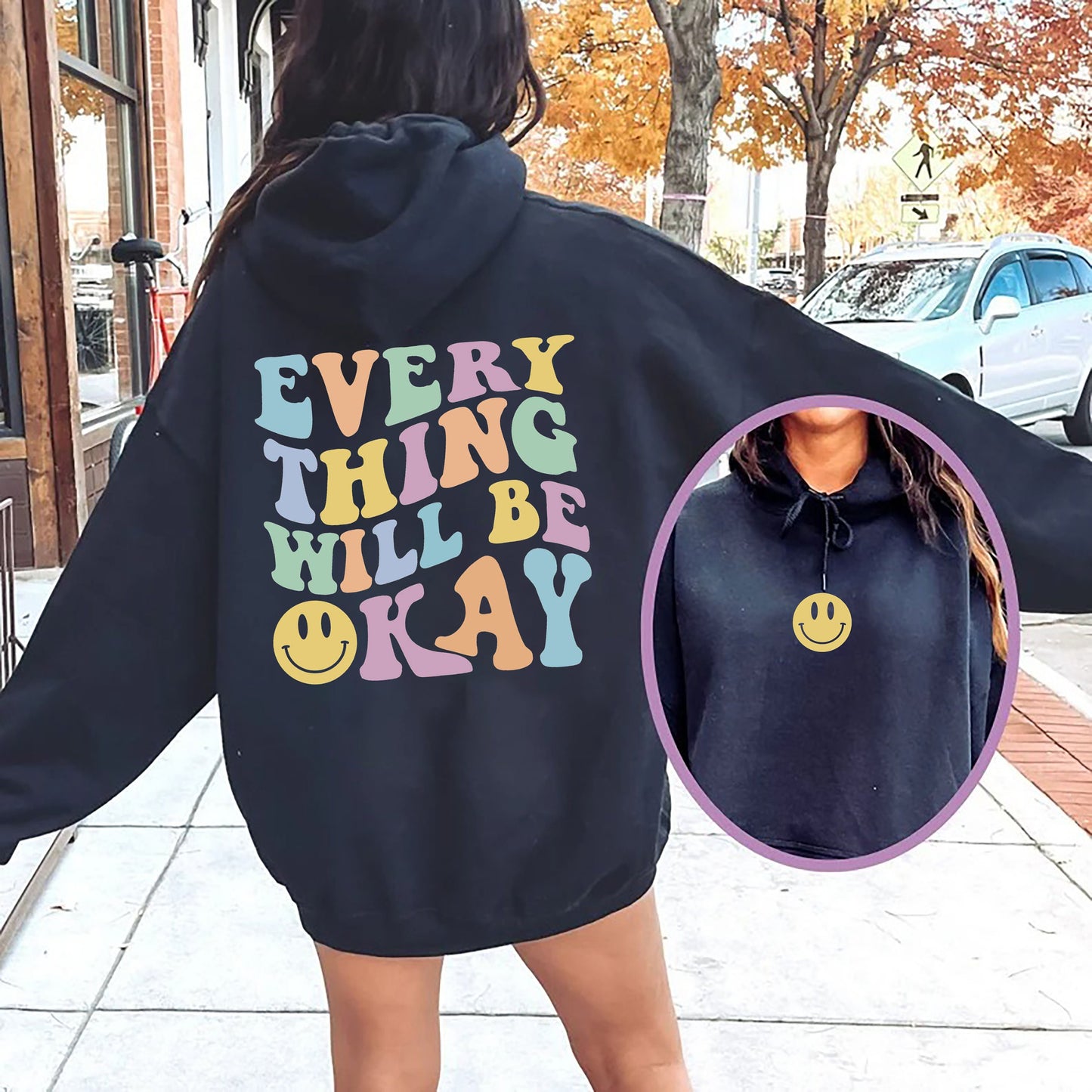 Everything Will Be Okay Hoodie, Trendy Hoodie Sweatshirt, Positive Hoodie, Gift for Her, Positive Quote Hoodie, Introvert Tee, Inspirational