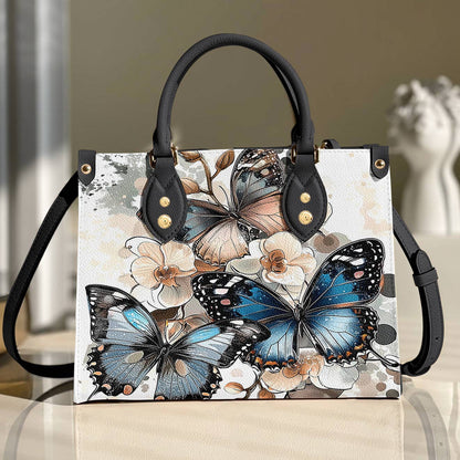 Leather Bag Charming Orchid Butterflies