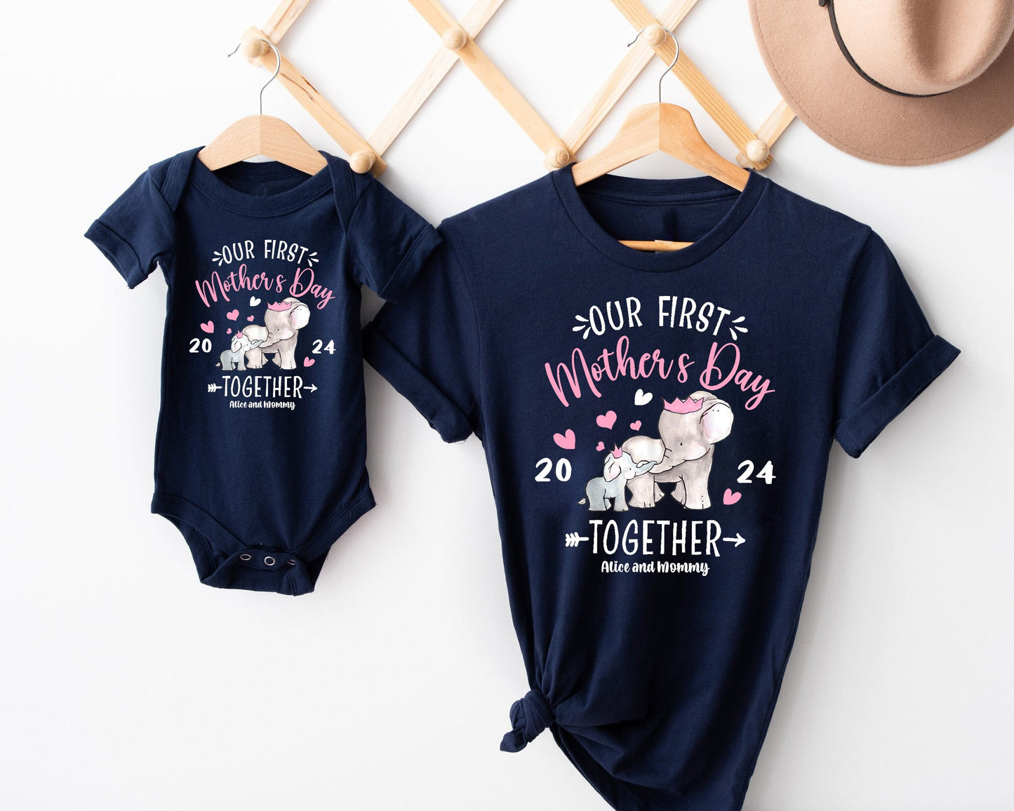 First Mother's Day Shirts  Our First Mothers Day Matching Shirts Set  Personalized Name  First Mothers Day  Mother's Day tee  Elephant