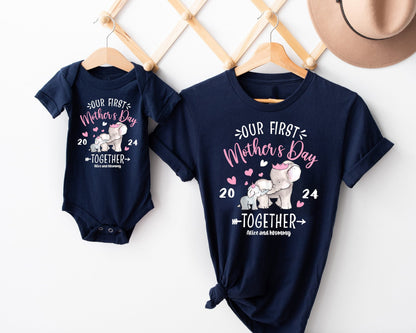 First Mother's Day Shirts  Our First Mothers Day Matching Shirts Set  Personalized Name  First Mothers Day  Mother's Day tee  Elephant
