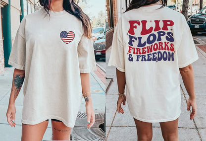Flip Flops Fireworks And Freedom Shirt, Fourth of July T-Shirt, Funny America Tee, Independence Day Outfit, Memorial Day Shirt,Freedom shirt
