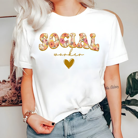 Floral Social Worker Sweatshirt, Gift For Social Worker, School Counselor Shirts, Therapist Sweaters,Social Worker School Sweater,Girl Shirt