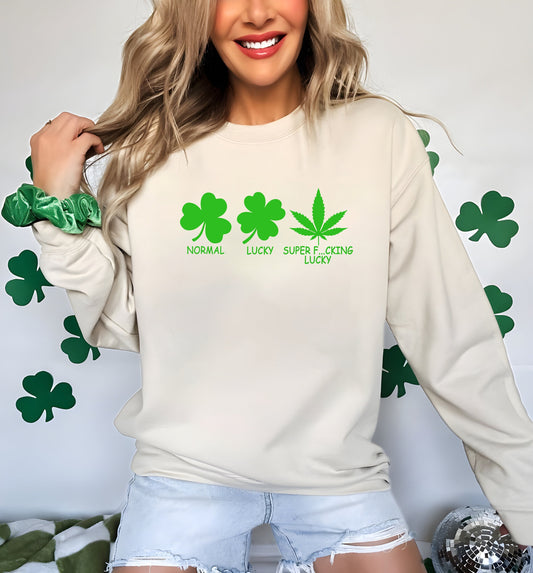 Funny St. Patrick's Day Weed Sweatshirt, Four Leaf Clover Shirt, Shamrock Weed T-Shirt, Stoner Gift For St. Patrick's Day, Weed Gifts G310