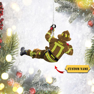 Firefighter On Duty, Personalized Fireman Acrylic Ornament, Ornament Christmas, Ornament Gift For Dad