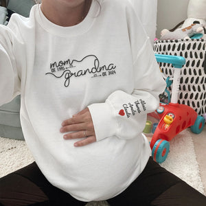 First Mom Then Grandma Sweatshirt or Hoodie with Embroidered Kids Names