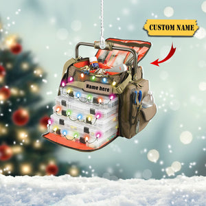 Fishing Christmas Fishing Bag With Christmas Light Personalized Christmas Ornament, Ornament Christmas, Ornament For Gift