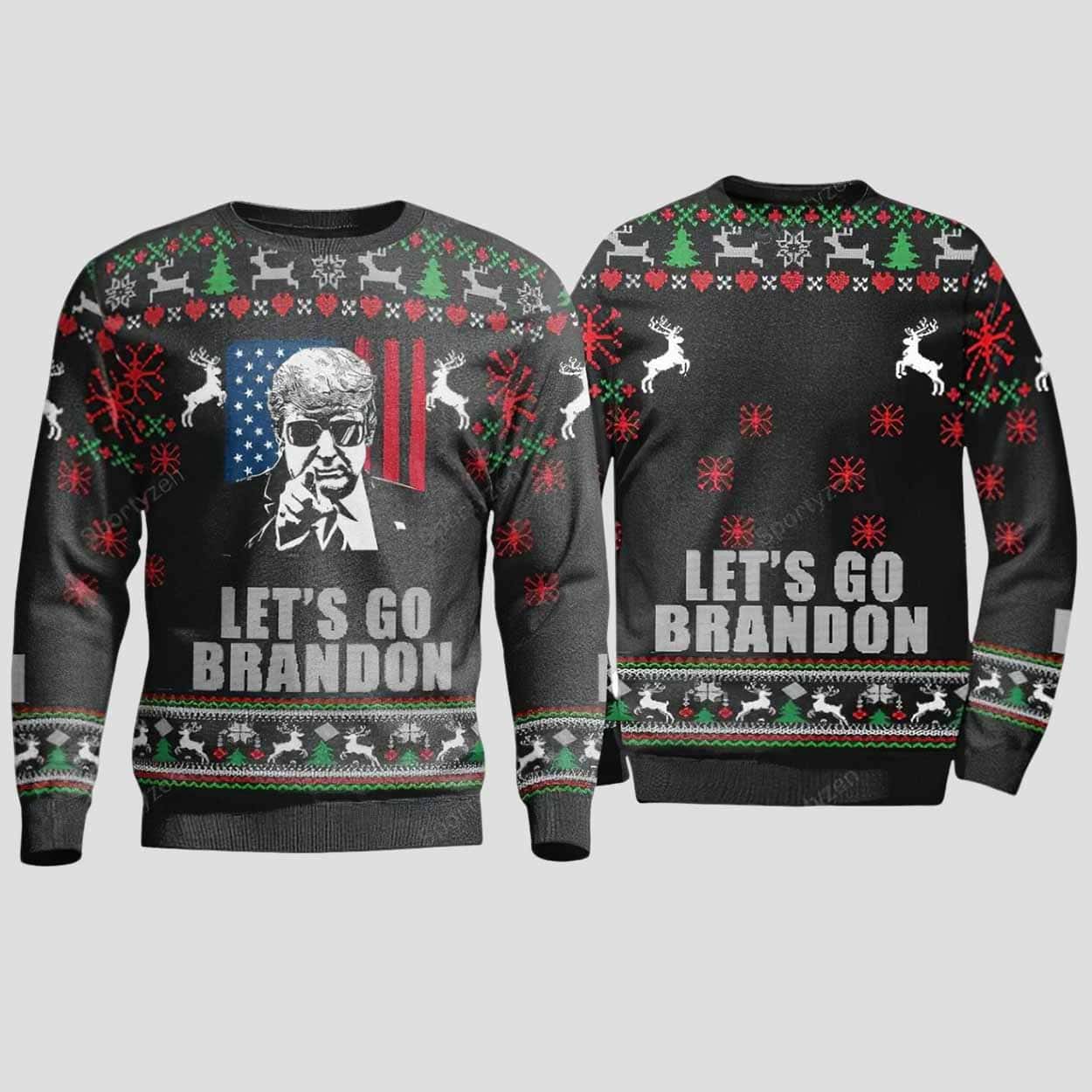 Funny Trump 2024 Let’s Go Brandon FJB Ugly Christmas Sweater