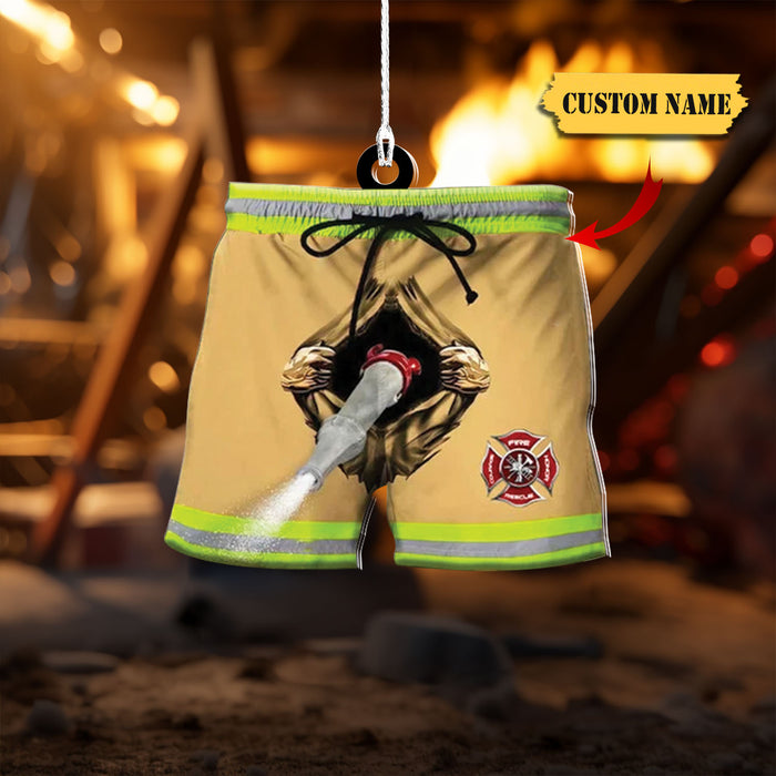 Funny Firefighter Beach Hanging Ornament, Christmas gift for firefighter, Ornament For Him