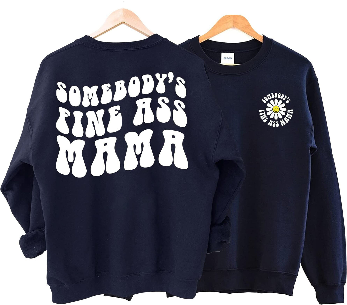 Funny Mama Sweatshirt, Somebody's Fine Ass Mama, Preppy Smiley Face Mom Shirt, Retro Boho Gift For New Mom, Baby Shower Gift, Gift for Wife