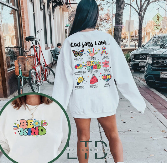 God Says I Am Autism Sweatshirt, Retro Autism Shirt, Autism Doodles Tee, Jesus Autism Tee, Be Kind Shirt, Christian Shirt, Motivation Autism