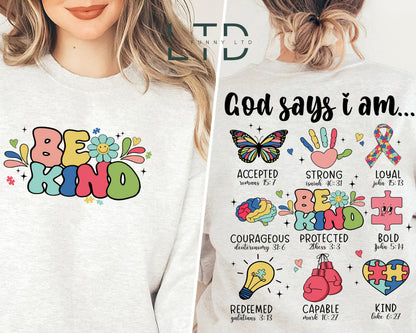 God Says I Am Autism Sweatshirt, Retro Autism Shirt, Autism Doodles Tee, Jesus Autism Tee, Be Kind Shirt, Christian Shirt, Motivation Autism