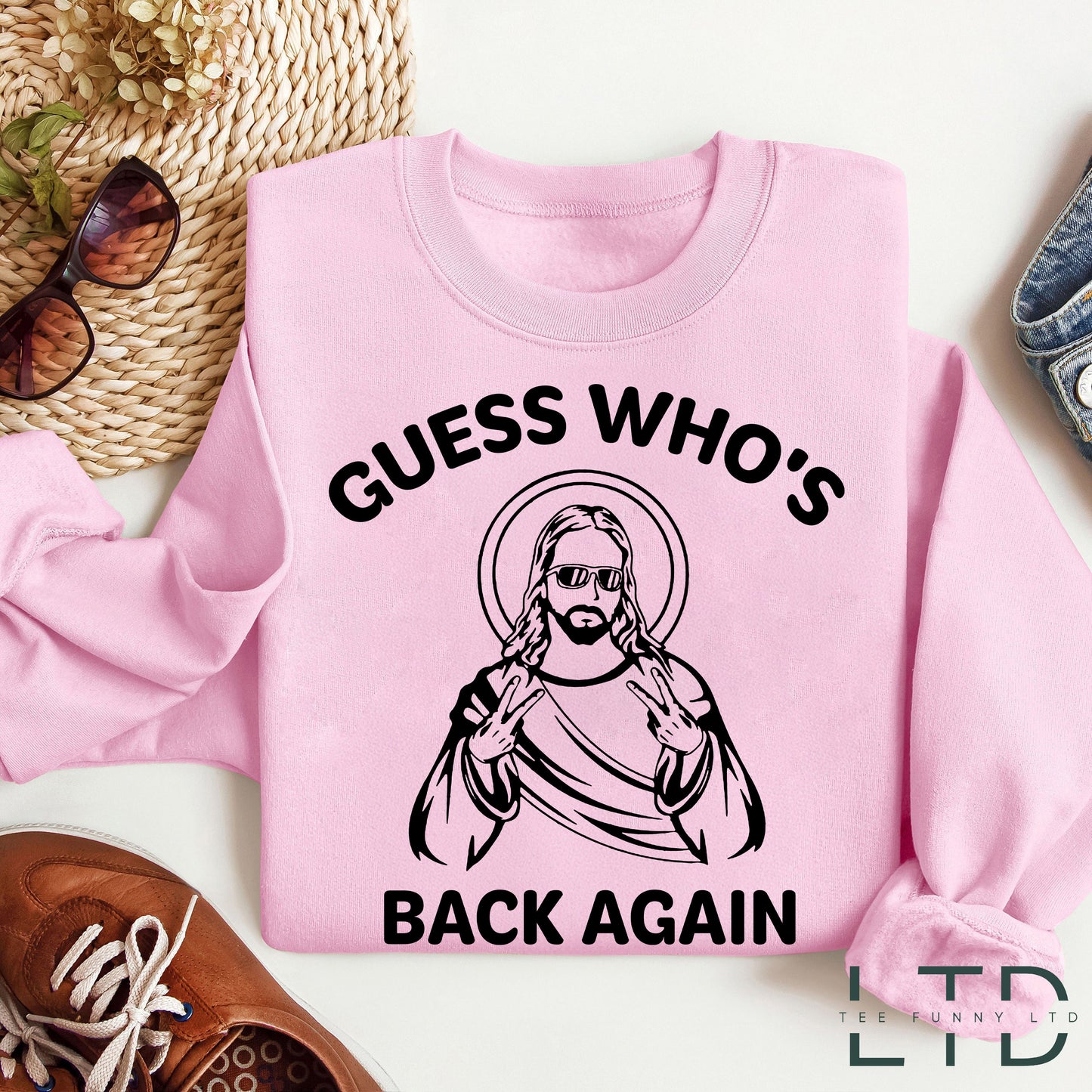 Guess Who's Back Again Shirt, Christian Catholic Faith Tee, Cute Jesus, Christian apparel Church shirt, Funny Easter Jesus T-shirts