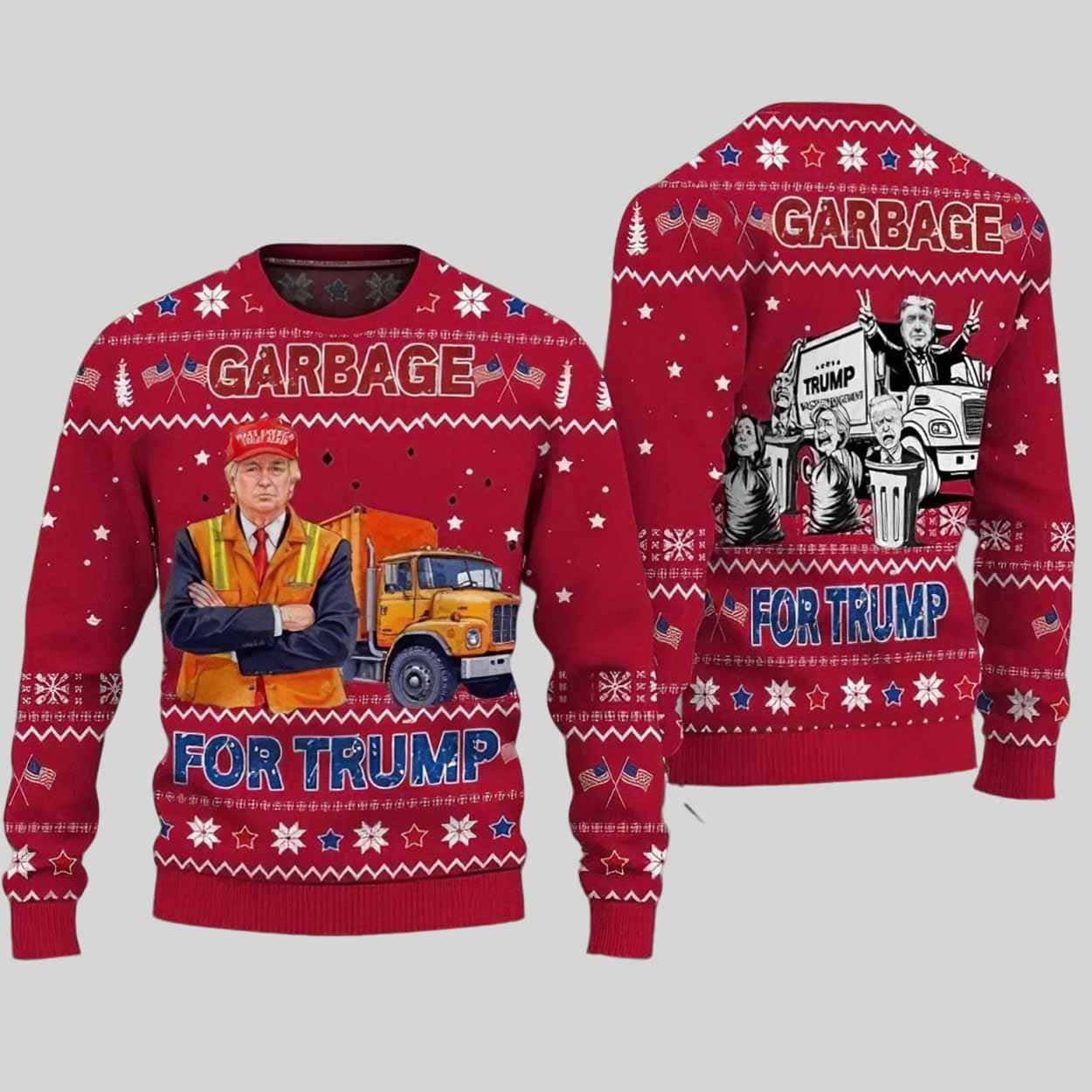 Garbage For Trump 2024 ic Ugly Christmas Sweater