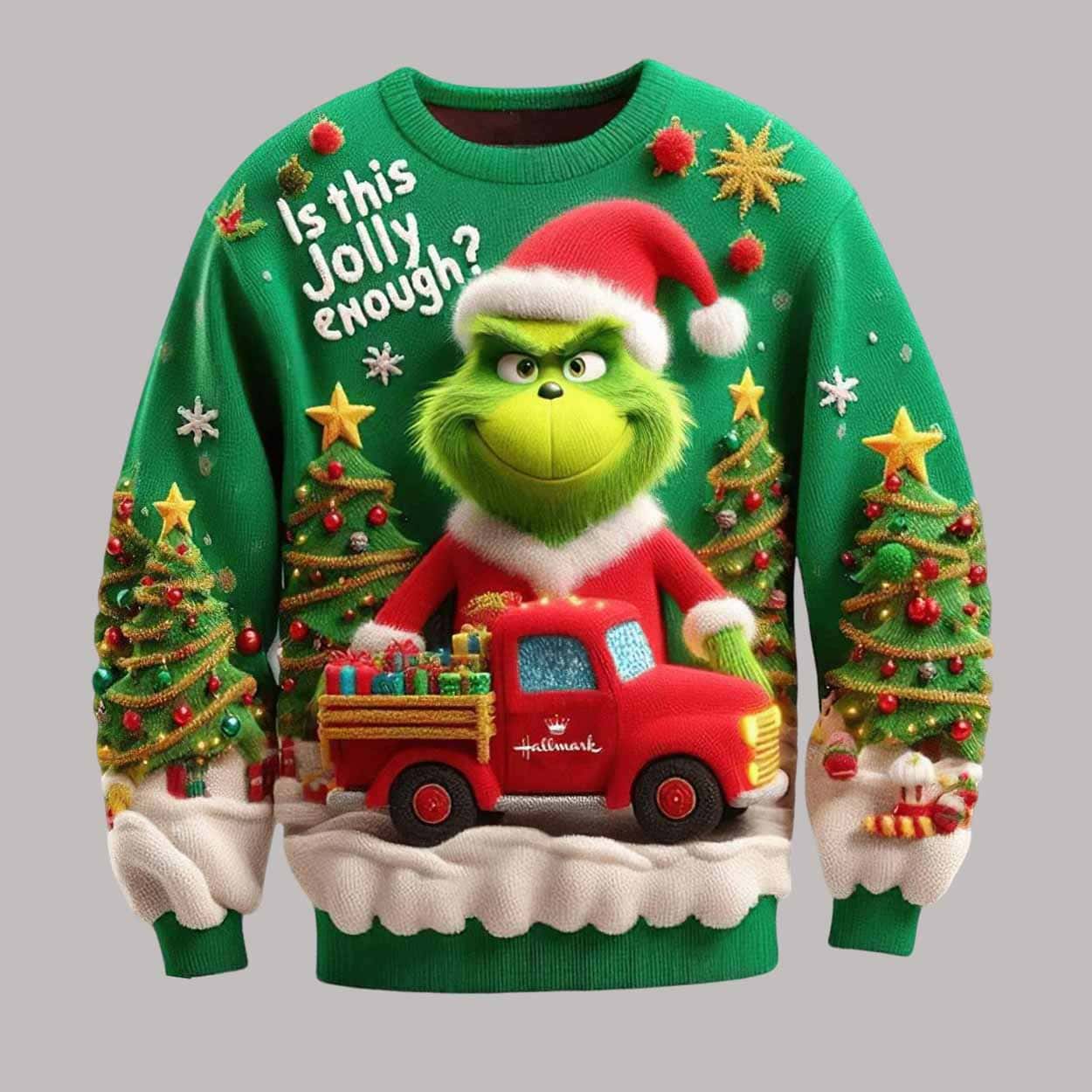 Grnch Is This Jolly Enough Ugly Christmas Sweater