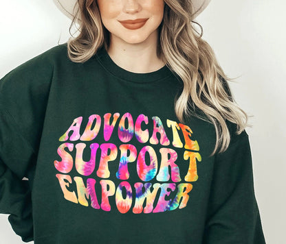 Groovy Advocate Support Empower Tie Dye T-shirt Gift For School Counselors, Social Workers Shirt, Neurodiversity T-Shirt