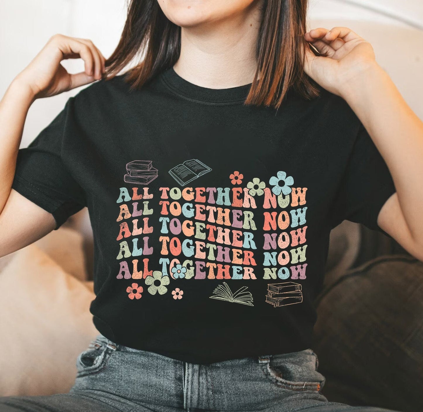 Groovy All Together Now Tee Shirt, Book Lover Gift T-shirt, Summer Reading Shirt, Book Nerd Shirt, Reading Teacher Gift