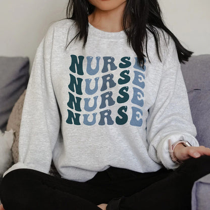 Groovy Blue Nurse Sweatshirt, Retro Nurse Shirts, Graduation Gift, Nursing School, Nurses Week Appreciation, RN, Unisex Sweatshirt, nurse