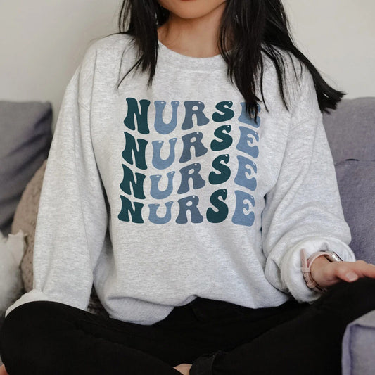Groovy Blue Nurse Sweatshirt, Retro Nurse Shirts, Graduation Gift, Nursing School, Nurses Week Appreciation, RN, Unisex Sweatshirt, nurse