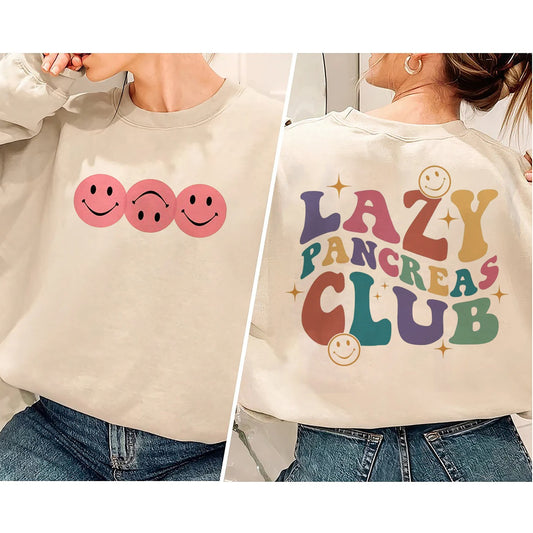 Groovy Lazy Pancreas Club Sweatshirt, Shirt For Diabetics And People With Diabetes, Gift for Diabetes, Type 1 Diabetes Shirt, Positive Gifts
