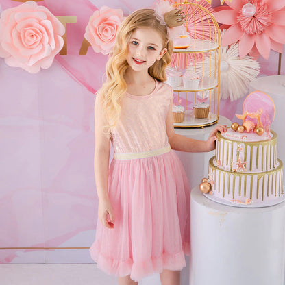 Princess Girls Dresses Sleeveless Summer Children Dress Elegant Toddler Kids Dress with Bow Girls Birthday Party Clothing