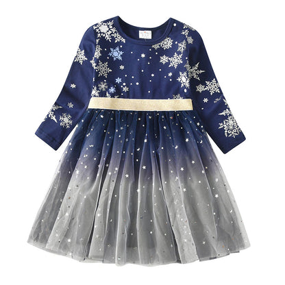 Baby Girls Dresses Flying Sleeve Winter Princess Dress For Girls Colorful Children Birthday Party Costumes Cartoon Dresses