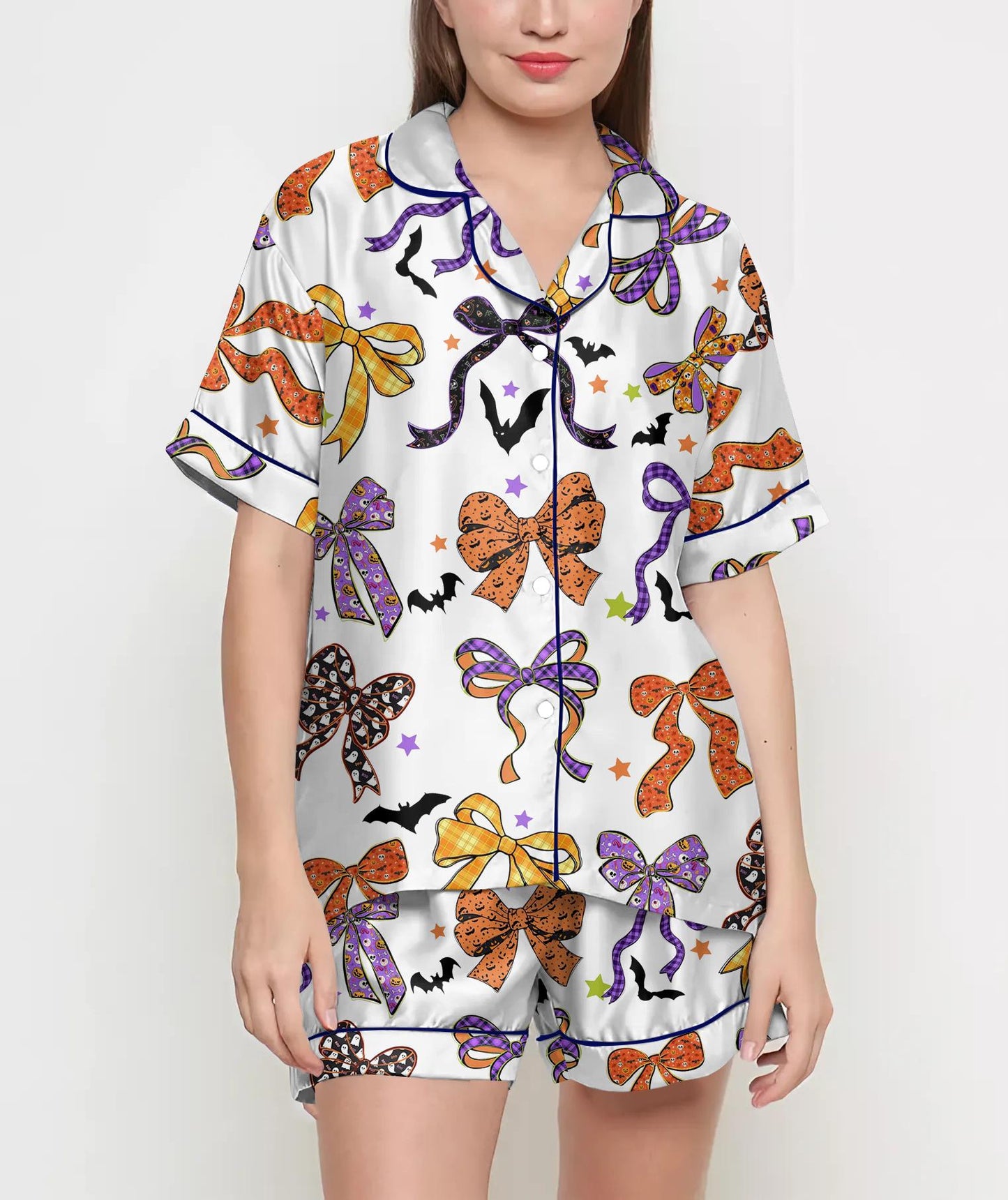 Halloween Gifts, Halloween Shirt, Pajamas Satin Set, Ghost Shirt, Cute Ghost Shirt Design, Gift For Women, Halloween Coquette, Spooky Season 4