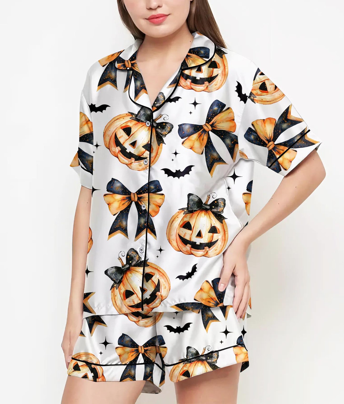 Halloween Gifts, Halloween Shirt, Pajamas Satin Set, Ghost Shirt, Cute Ghost Shirt Design, Pumkin Halloween Coquette, Spooky Season 431