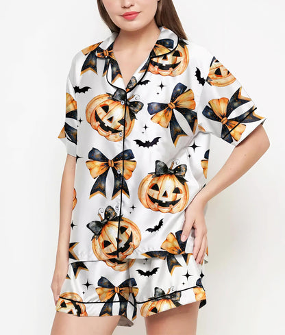 Halloween Gifts, Halloween Shirt, Pajamas Satin Set, Ghost Shirt, Cute Ghost Shirt Design, Pumkin Halloween Coquette, Spooky Season 431