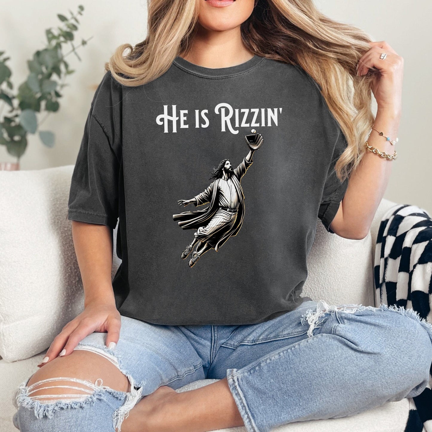 He Is Rizzin' Vintage 90s Shirt, Funny Jesus Shirt, Humor Easter Shirt, Christian Easter Shirt, Easter Tees Gift, Jesus Playing Baseball