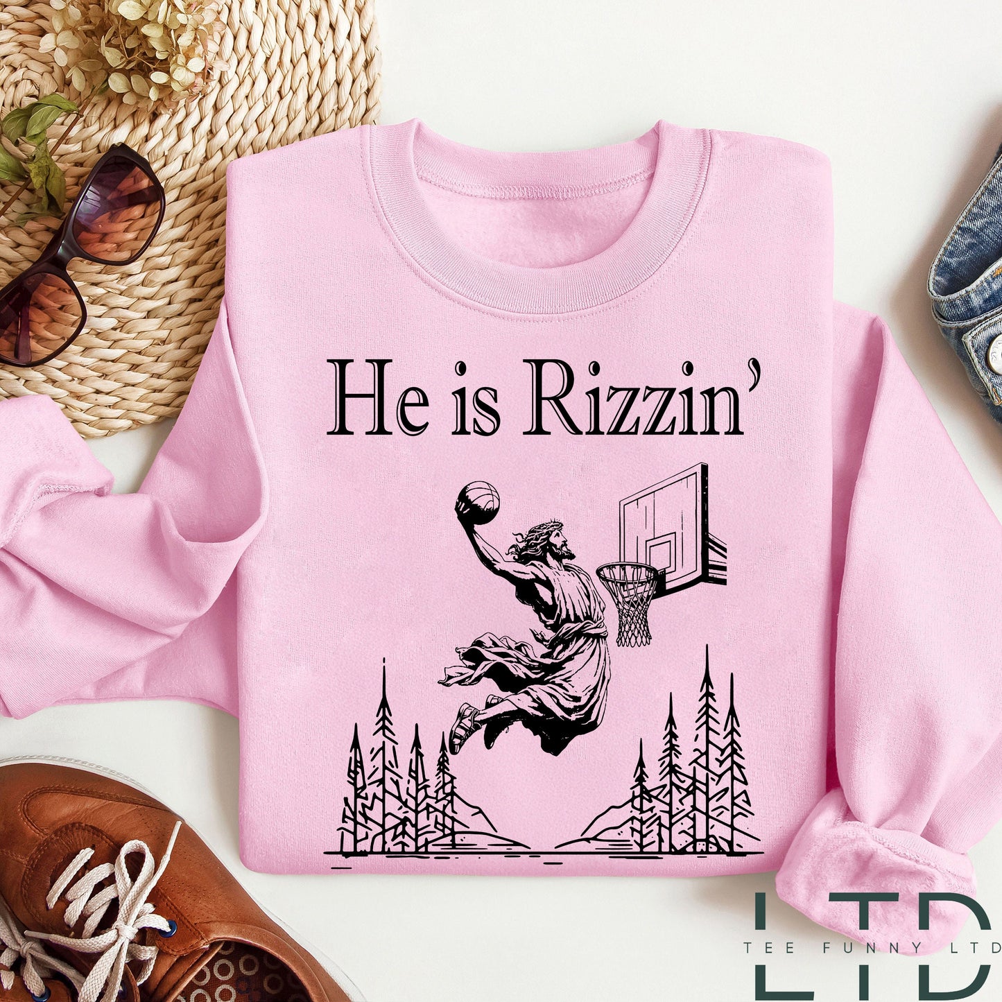 He Is Rizzin' Shirt Funny Easter Day Shirt, Jesus Play Basketball, Easter Day Outfit, Humor Christian Shirt, Jesus Lover Gift, Easter Gift