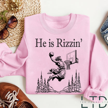 He Is Rizzin' Shirt Funny Easter Day Shirt, Jesus Play Basketball, Easter Day Outfit, Humor Christian Shirt, Jesus Lover Gift, Easter Gift