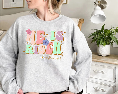 He Is Risen Tee Shirt - Jesus Tee - Religious Easter Shirt - Church Easter Tee For Women - Graphic Easter Tee sweatshirt