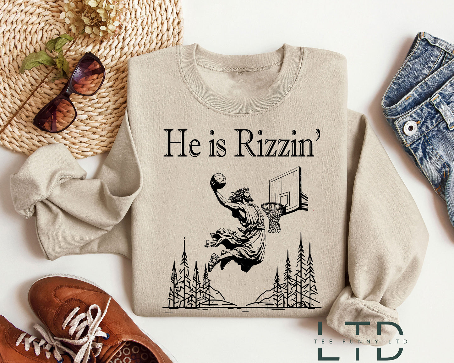 He Is Rizzin' Shirt Funny Easter Day Shirt, Jesus Play Basketball, Easter Day Outfit, Humor Christian Shirt, Jesus Lover Gift, Easter Gift