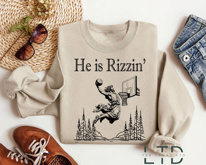 He Is Rizzin' Shirt Funny Easter Day Shirt, Jesus Play Basketball, Easter Day Outfit, Humor Christian Shirt, Jesus Lover Gift, Easter Gift
