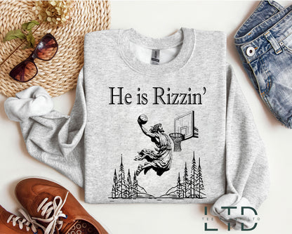 He Is Rizzin' Shirt Funny Easter Day Shirt, Jesus Play Basketball, Easter Day Outfit, Humor Christian Shirt, Jesus Lover Gift, Easter Gift